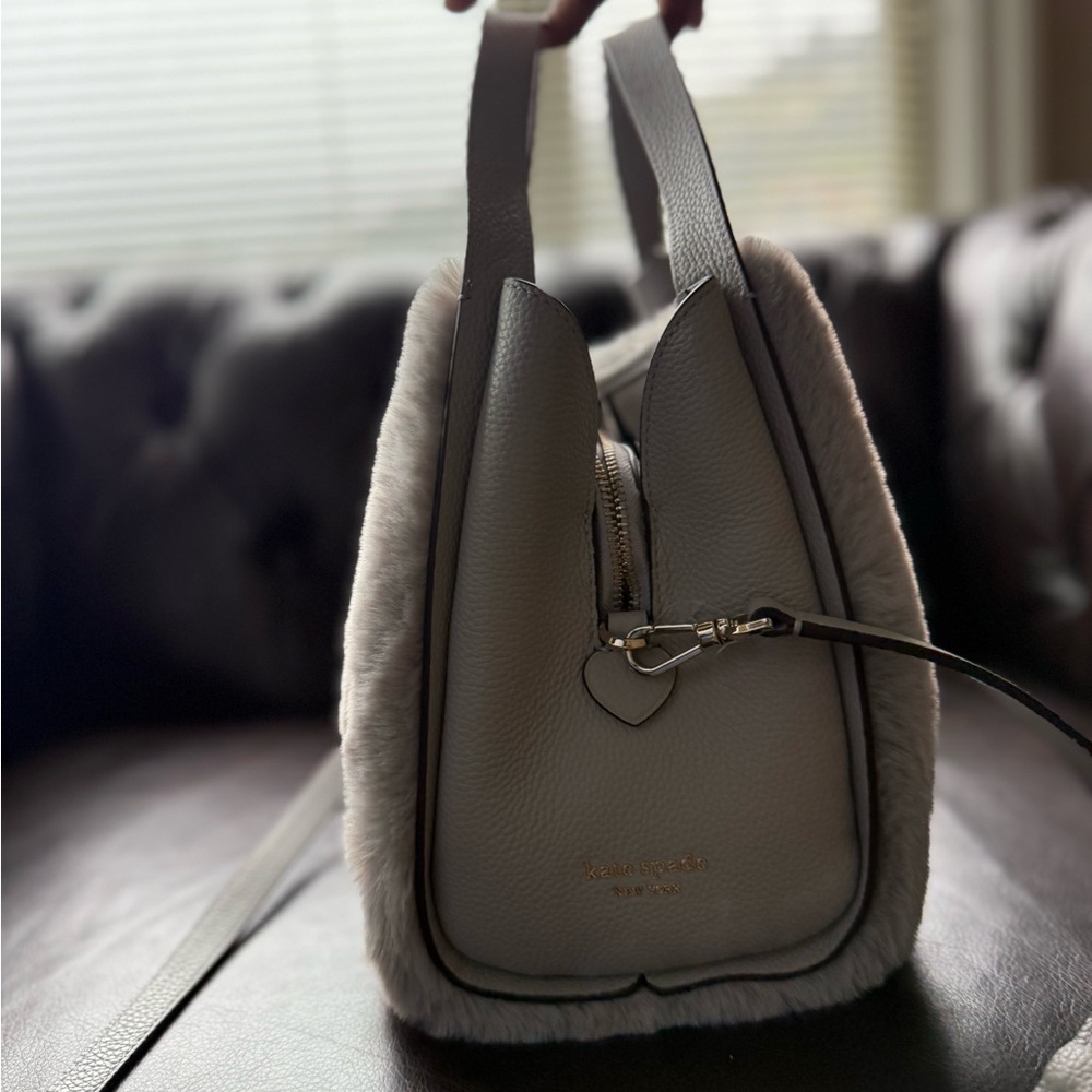 Kate Spade NWT Elegant Gray Faux Fur Women's Bag - Picture 8 of 10